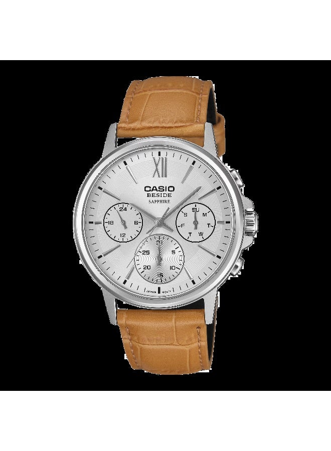 Beside Sapphire Glass Leather Strap Men's Wrist Watch - BMS-300L-5AVDF